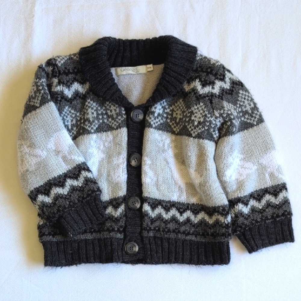 george fleece-lined acrylic knit shawl collar cardigan sweater 18-24 months baby